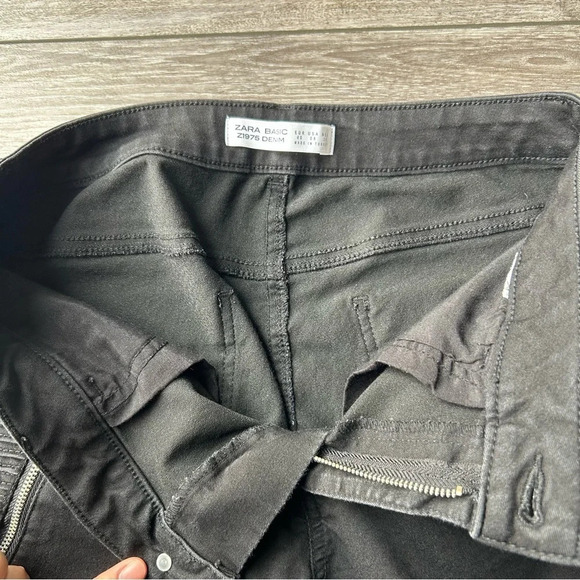 Zara Black Wash Stretch Moto  Skinny Jeans - Picture 6 of 10